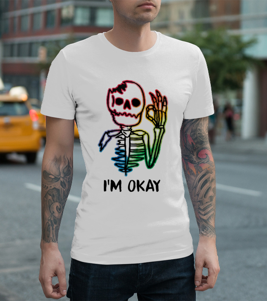Skeleton Pride Gay Rainbow I'm Okay T-Shirt