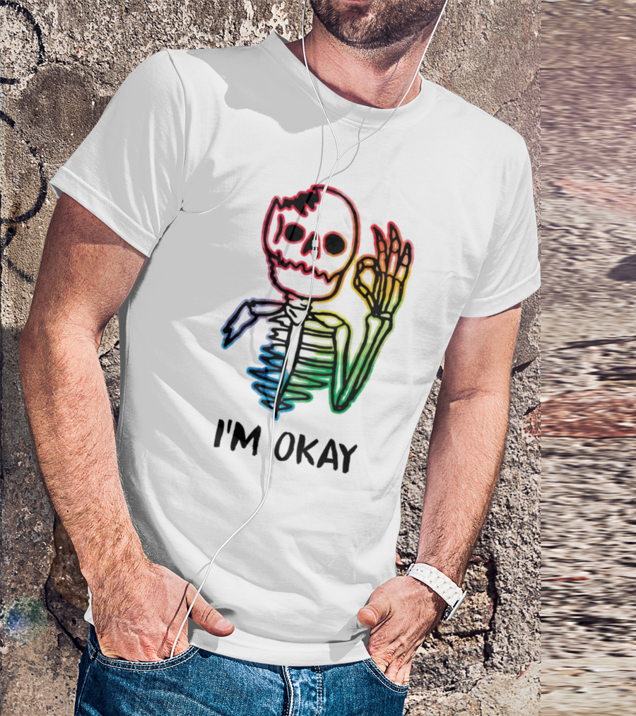 Skeleton Pride Gay Rainbow I'm Okay T-Shirt