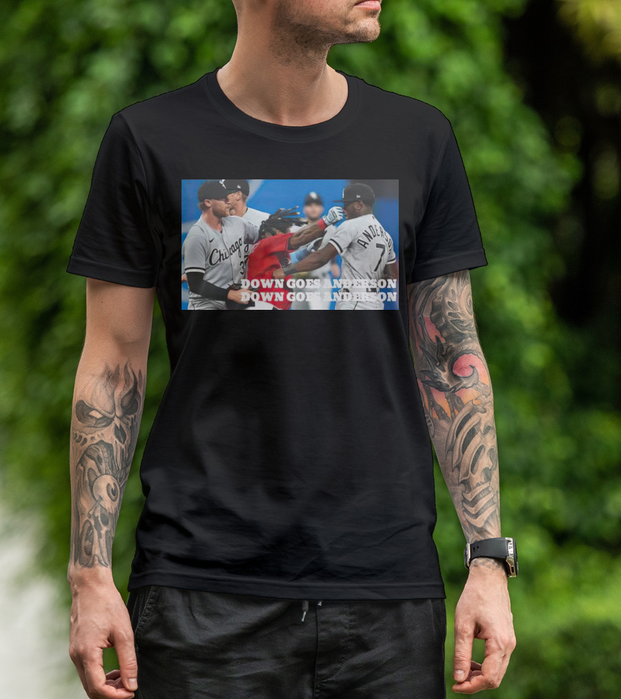 Down Goes Anderson Chicago Baseball Confrontation Scene T-Shirt