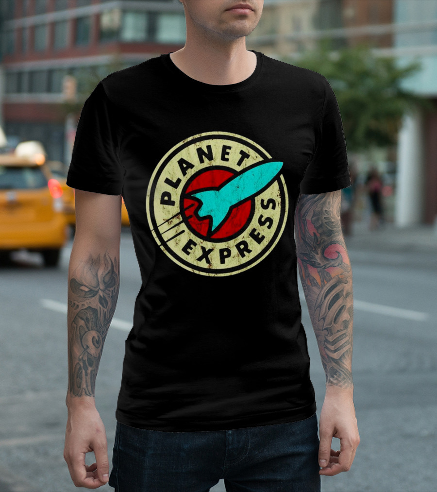 Futurama Retro Planet Express Vintage Rocket Emblem T-Shirt