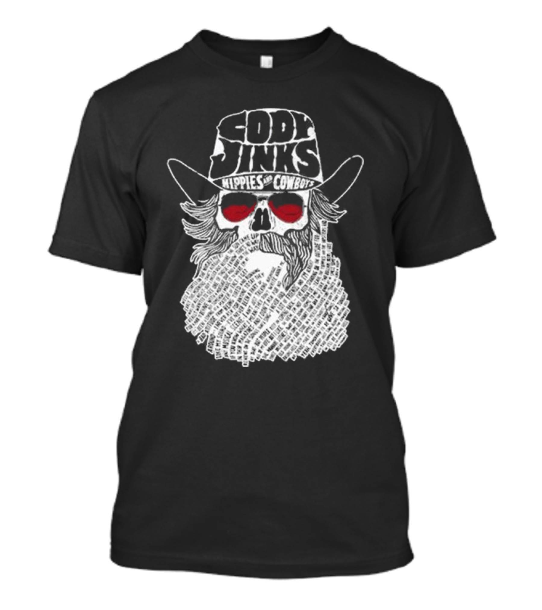 Cody Jinks Hippies And Cowboys Skull Beard Lyrics Hat T-Shirt