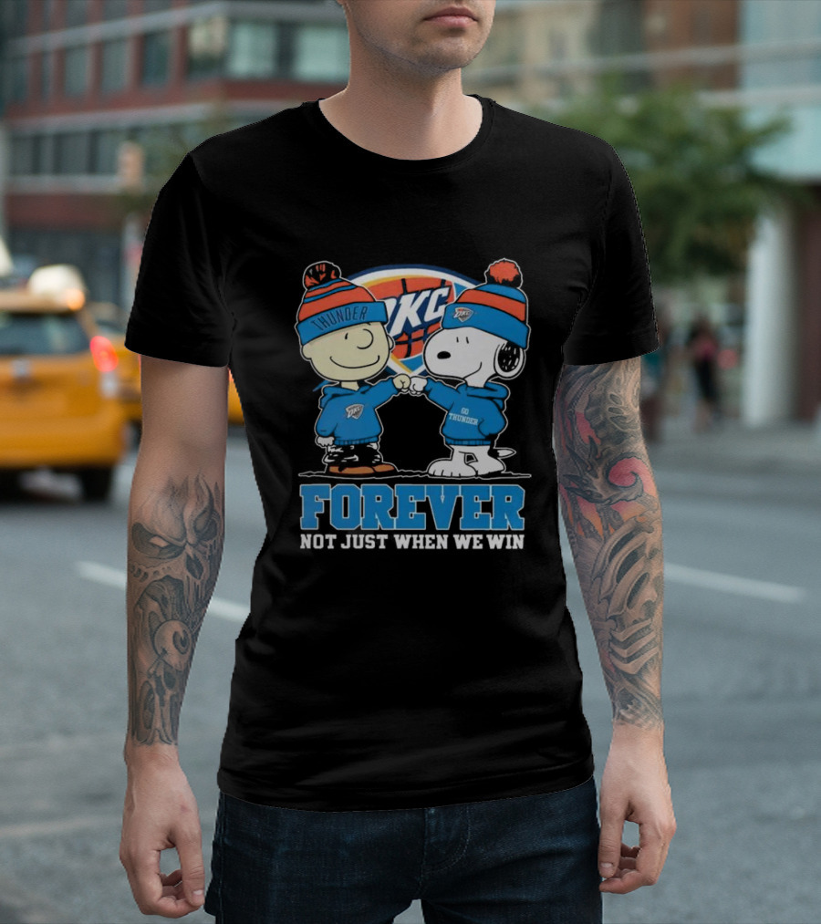 Snoopy Charlie Brown OKC Thunder Fist Bump Forever Not Just When We Win T-Shirt