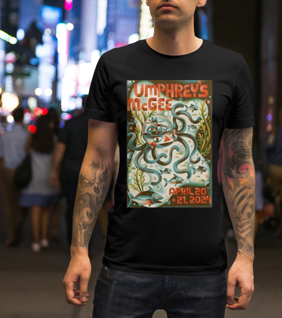 Umphrey's McGee Wilmington NC April 20-21 2024 Underwater Themed Art Smithfield's Lake Amphitheater T-Shirt