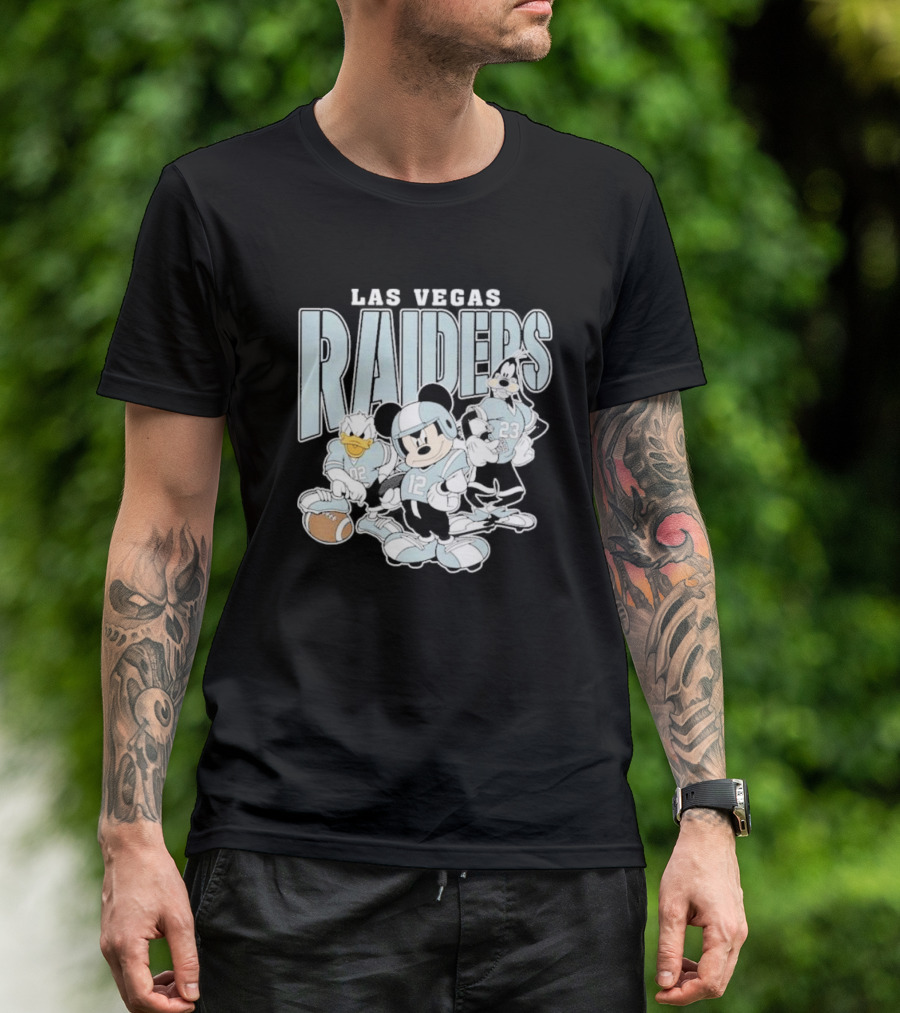 Las Vegas Raiders Mickey Mouse Donald Duck Goofy Football Team T-Shirt