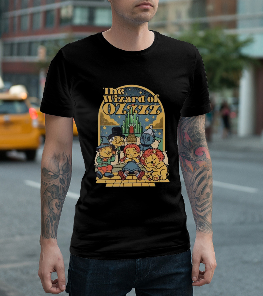 The Wizard of Ozzzz All Characters Sleeping by Emerald City T-Shirt