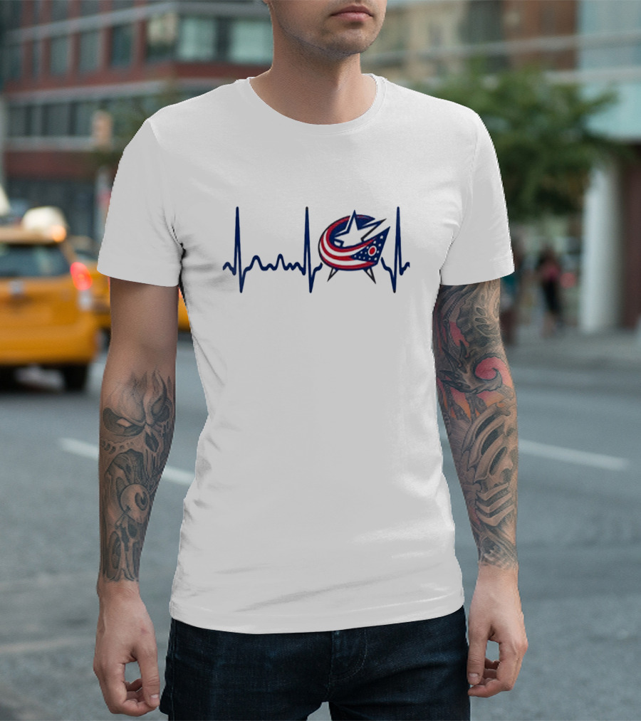 Columbus Blue Jackets Heartbeat Hockey T-Shirt