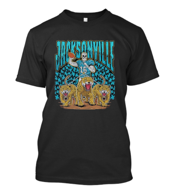 Jacksonville Jaguars Skeleton With Football And Three Jaguars Vintage T-Shirt