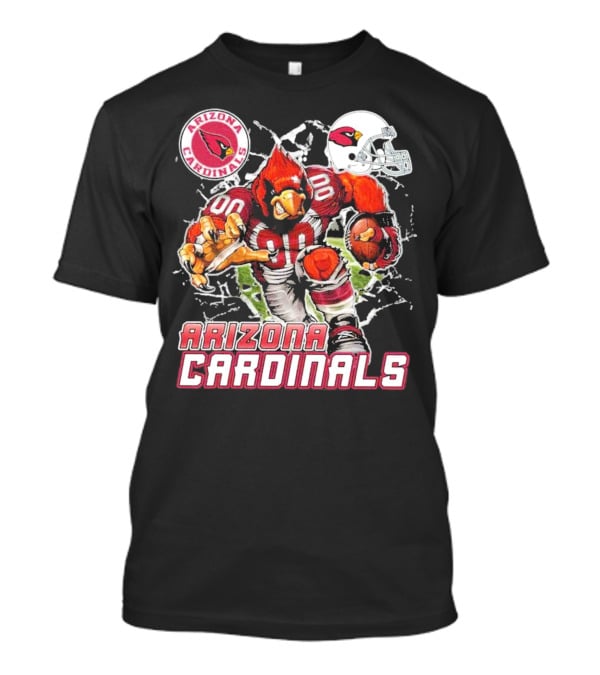 Arizona Cardinals Mascot Breaking Through Wall Vintage Football Helmet T-Shirt