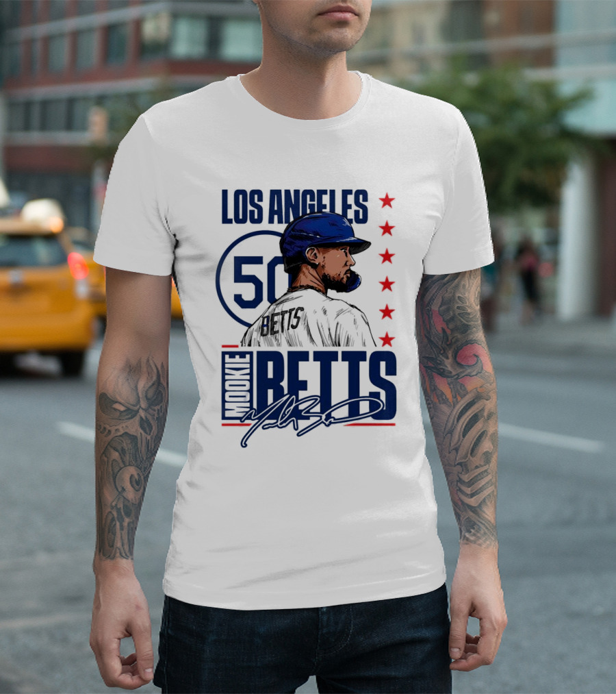 Mookie Betts 50 Los Angeles Dodgers Baseball Stars T-Shirt