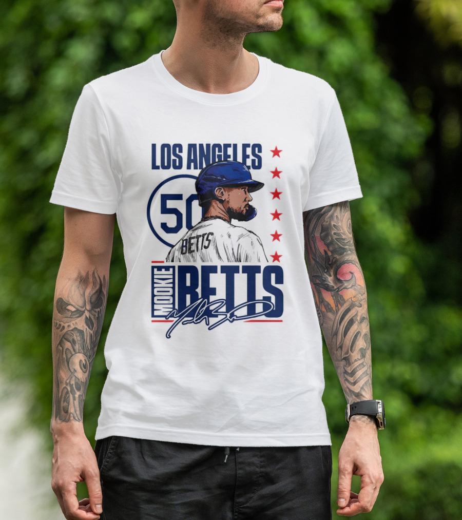 Mookie Betts 50 Los Angeles Dodgers Baseball Stars T-Shirt