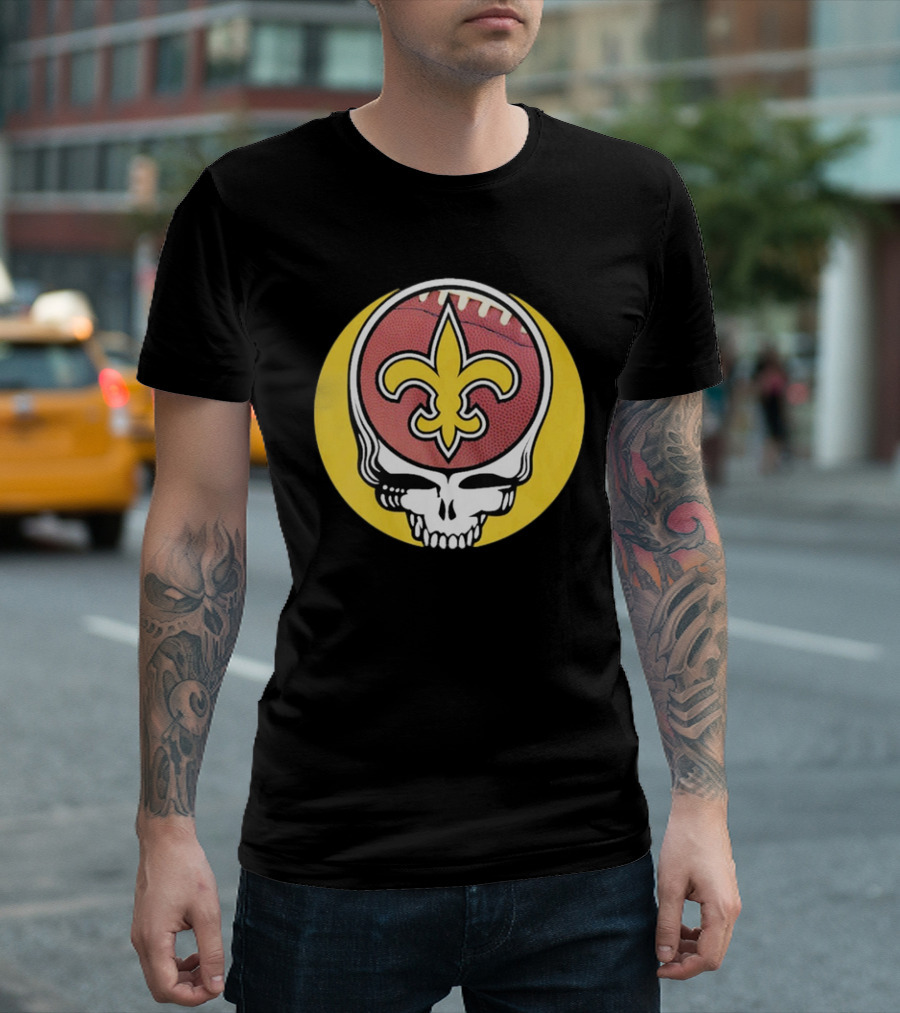 New Orleans Saints Grateful Dead Skull Logo Football T-Shirt