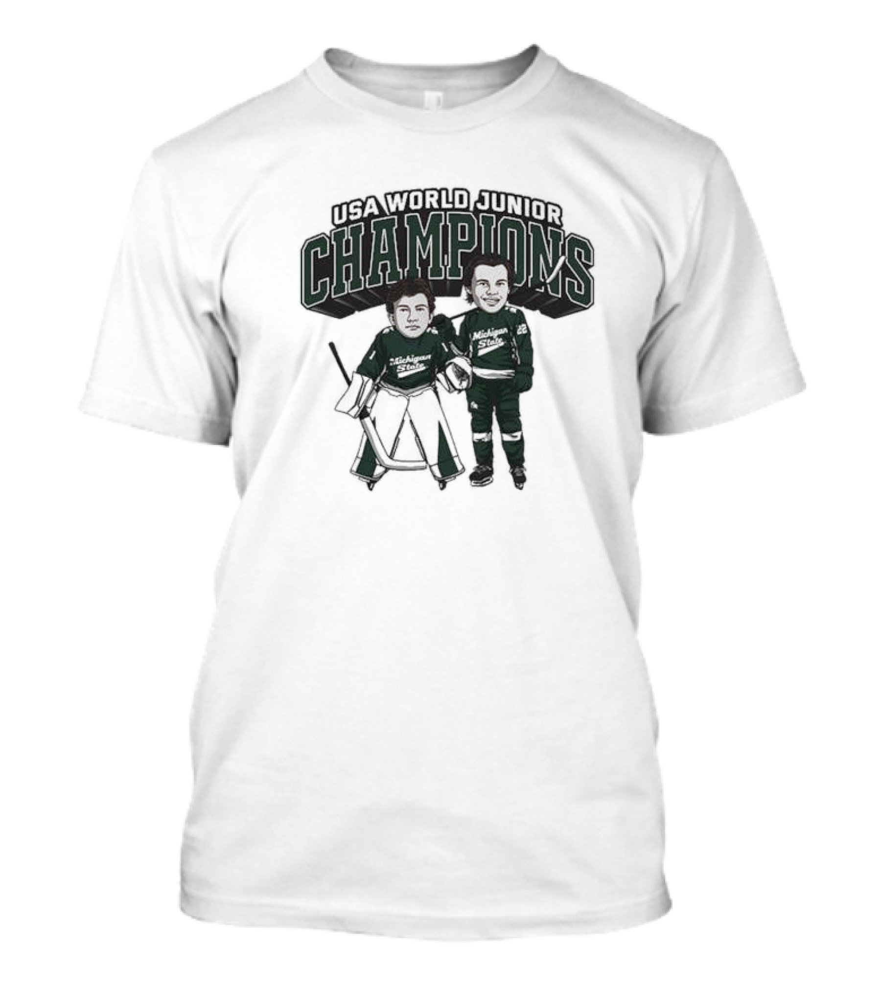 USA World Junior Champions Michigan State Spartans NCAA Men’s Ice Hockey Trey Augustine And Isaac Howard T-Shirt