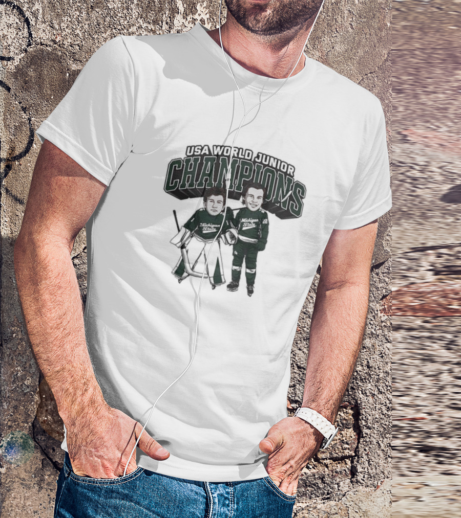 USA World Junior Champions Michigan State Spartans NCAA Men’s Ice Hockey Trey Augustine And Isaac Howard T-Shirt