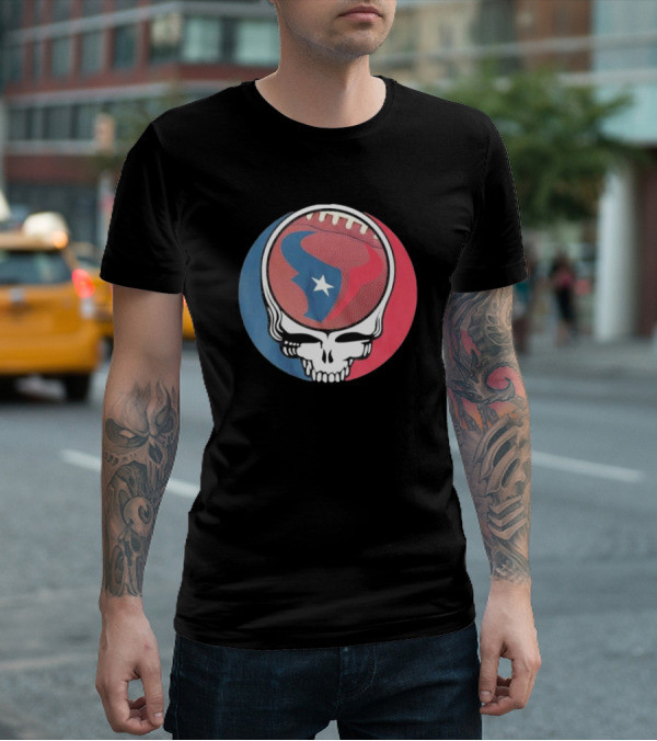 Original Houston Texans Grateful Dead Football Skull T-Shirt
