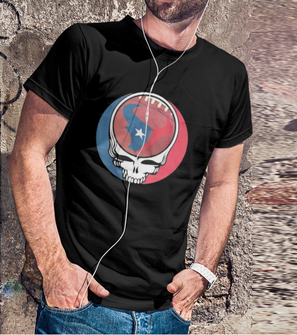Original Houston Texans Grateful Dead Football Skull T-Shirt
