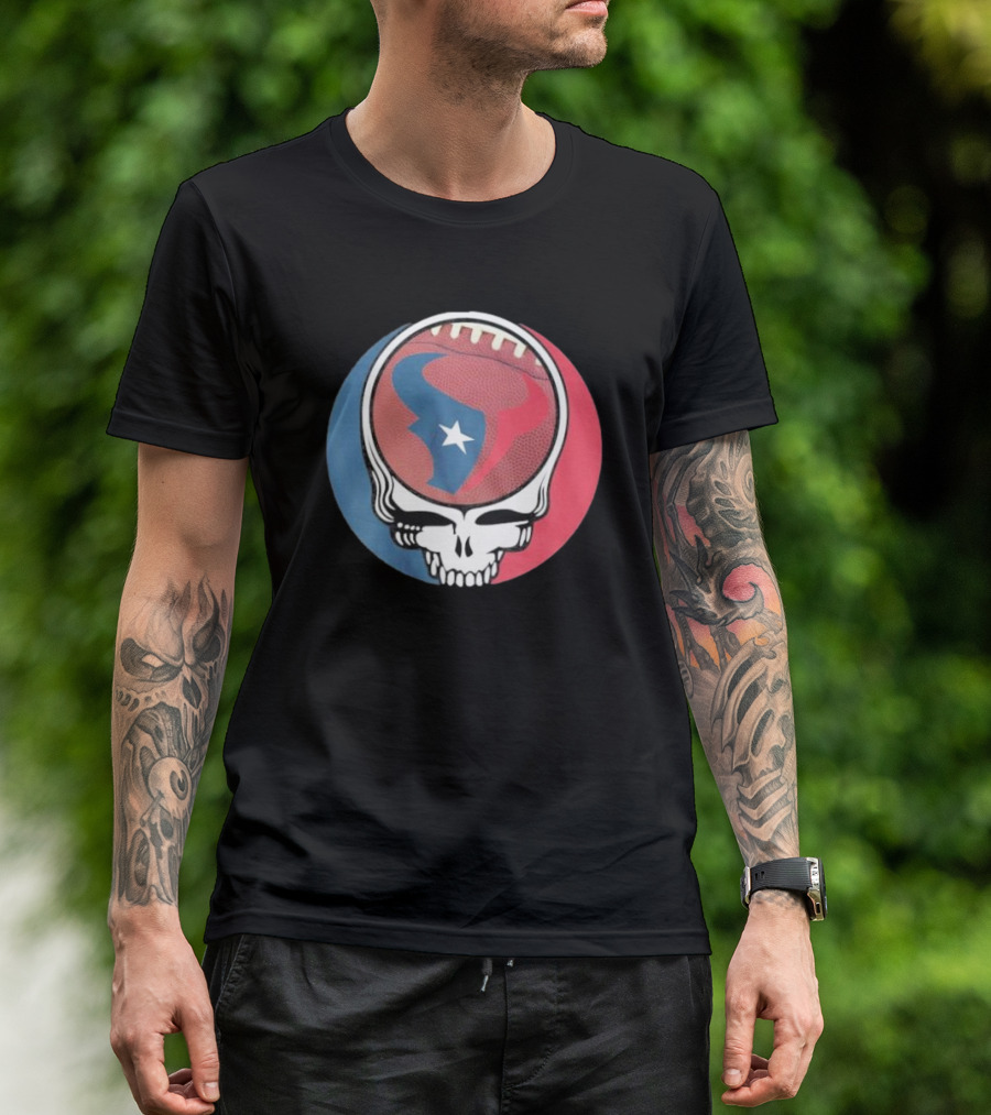 Original Houston Texans Grateful Dead Football Skull T-Shirt