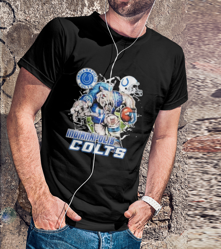Indianapolis Colts Mascot Breaking Through Wall Vintage T-Shirt