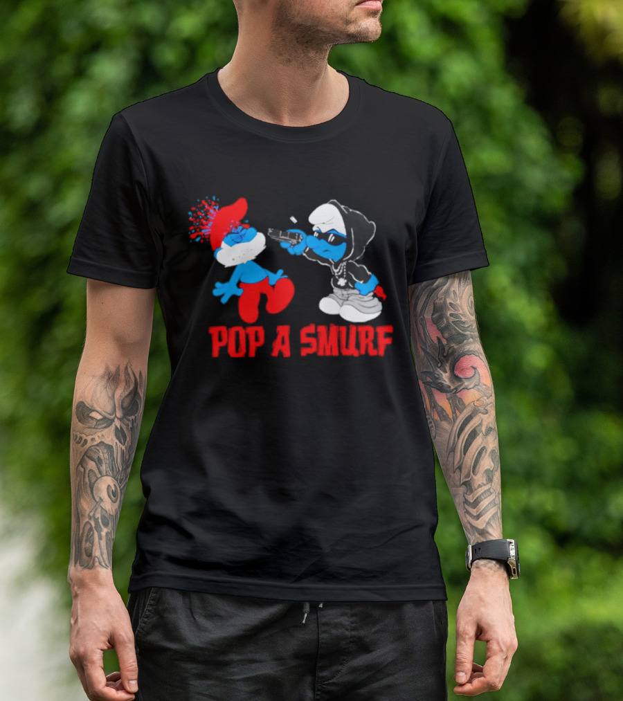 Pop A Smurf Gangster Smurf With Spray Can Urban T-Shirt