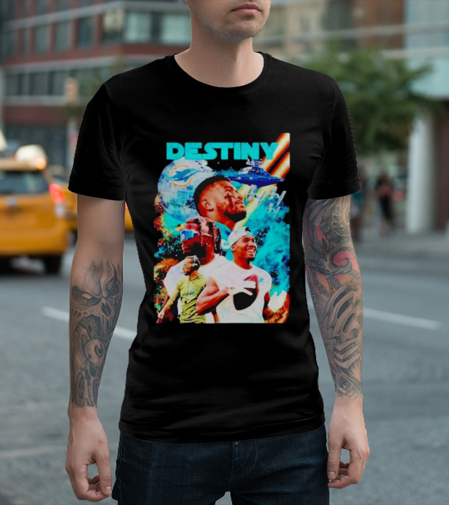 Destiny Miami Dolphins Football Players Intense Action and Team Pride T-Shirt