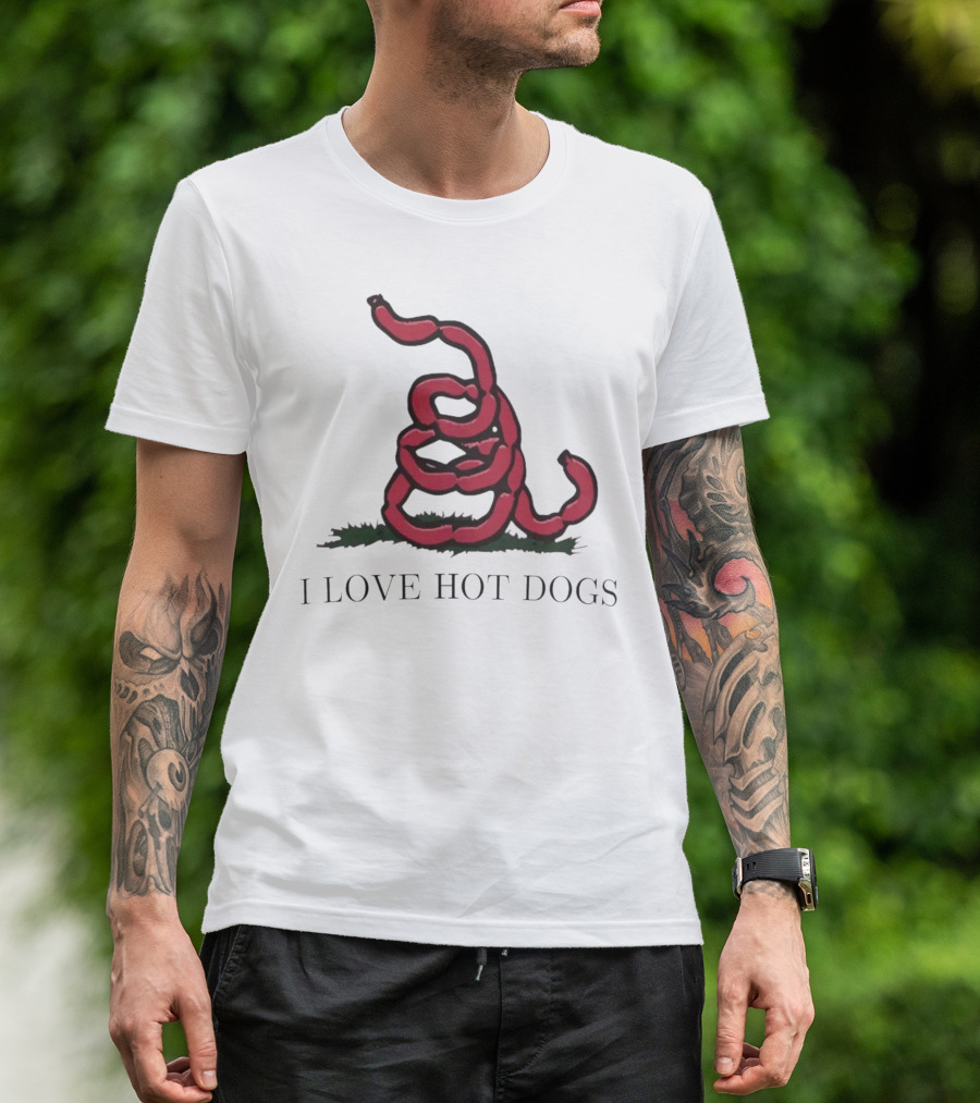 I Love Hot Dogs Spiral Sausage T-Shirt
