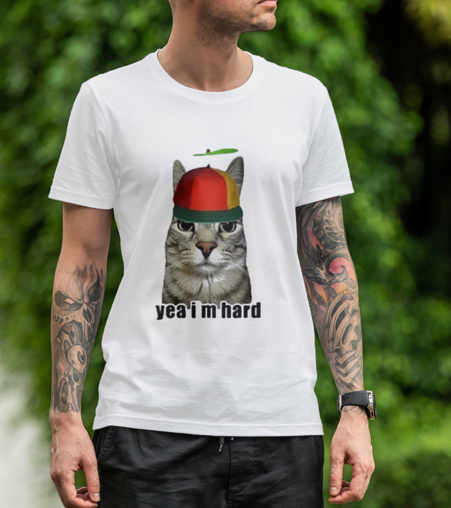 Cat Yea I’m Hard Propeller Hat T-Shirt