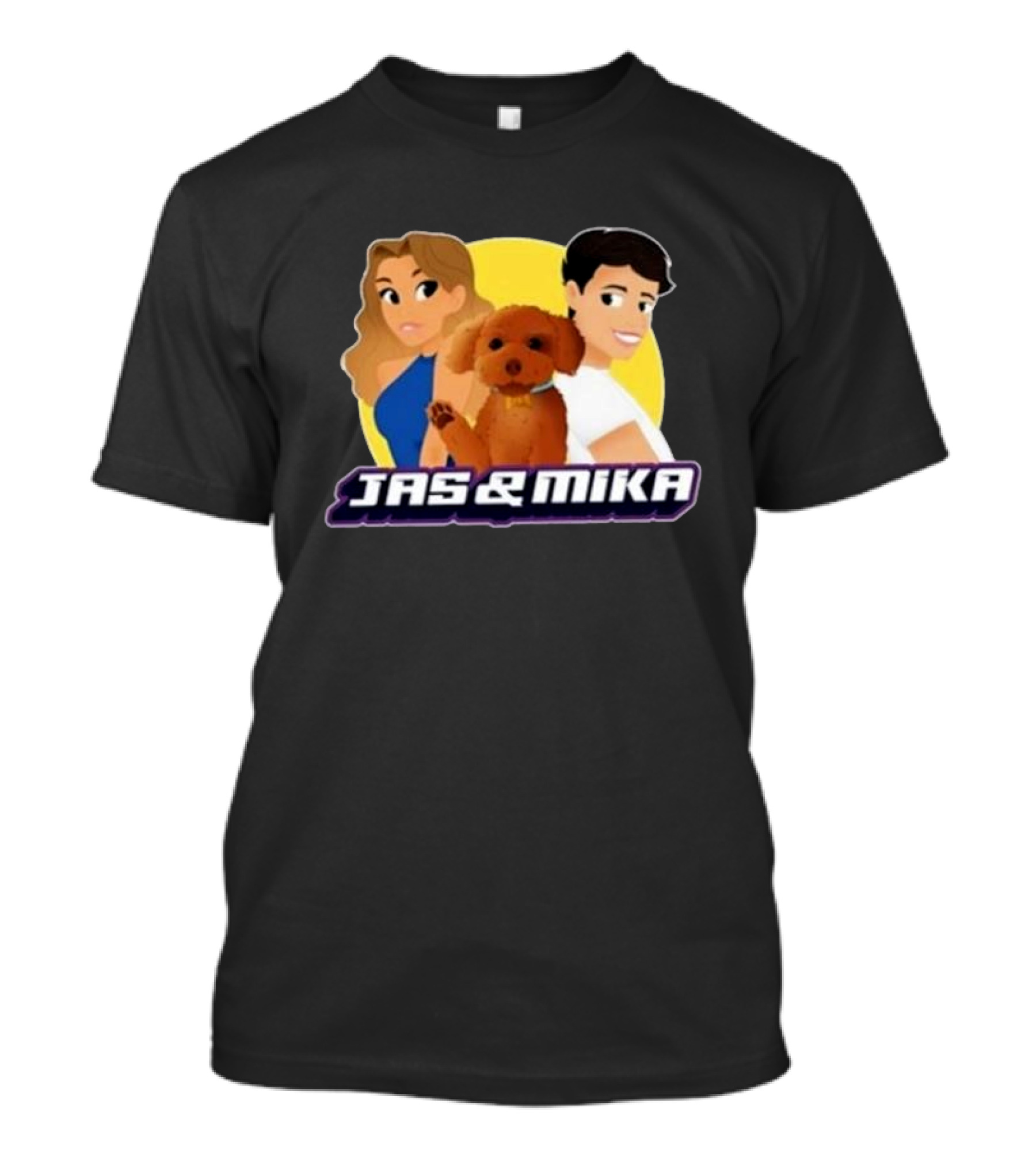 Jas And Mika 2024 Animated Characters With Dog T-Shirt