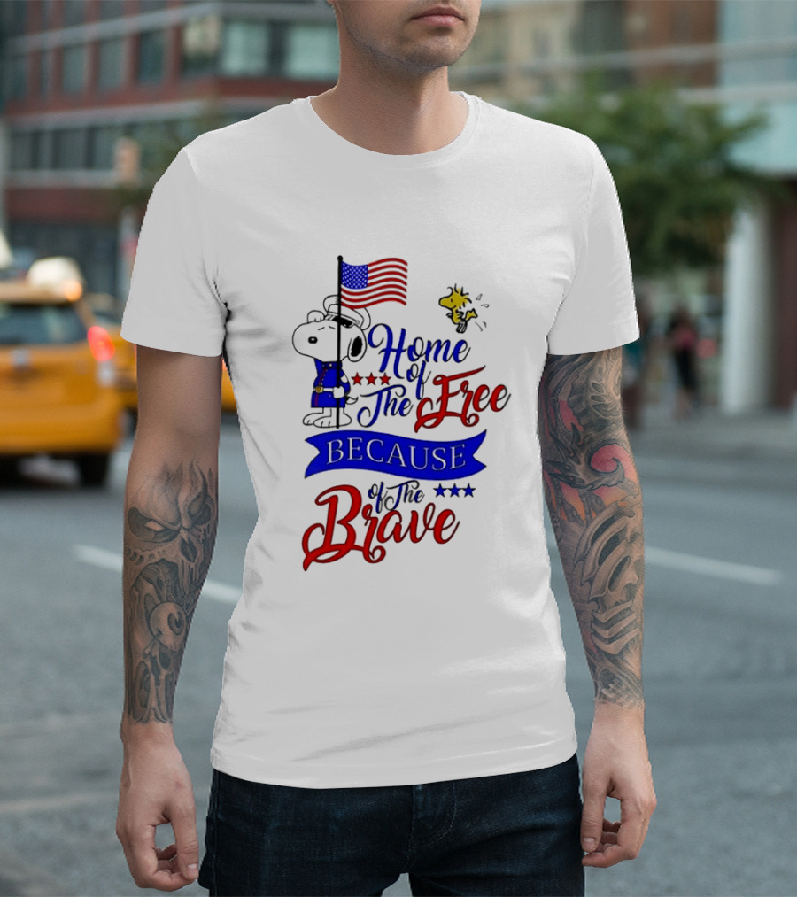Snoopy Home Of The Free Because Of The Brave Independence Day T-Shirt