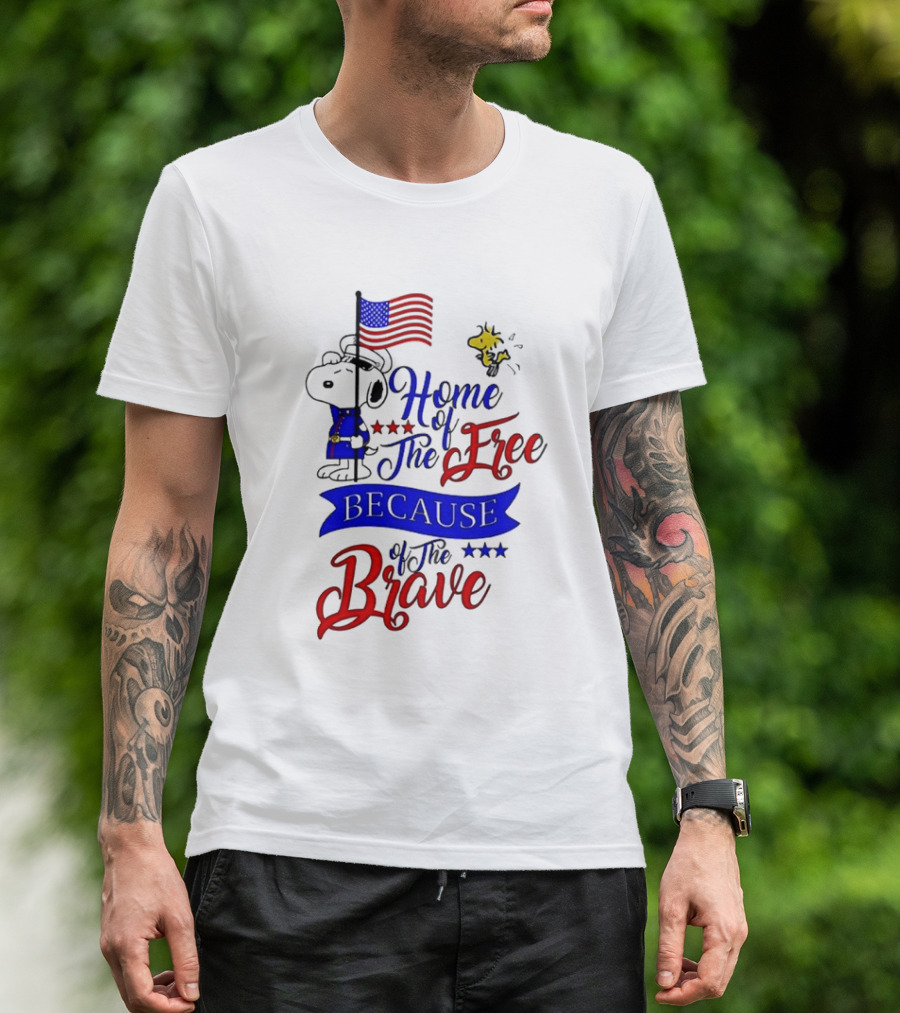 Snoopy Home Of The Free Because Of The Brave Independence Day T-Shirt