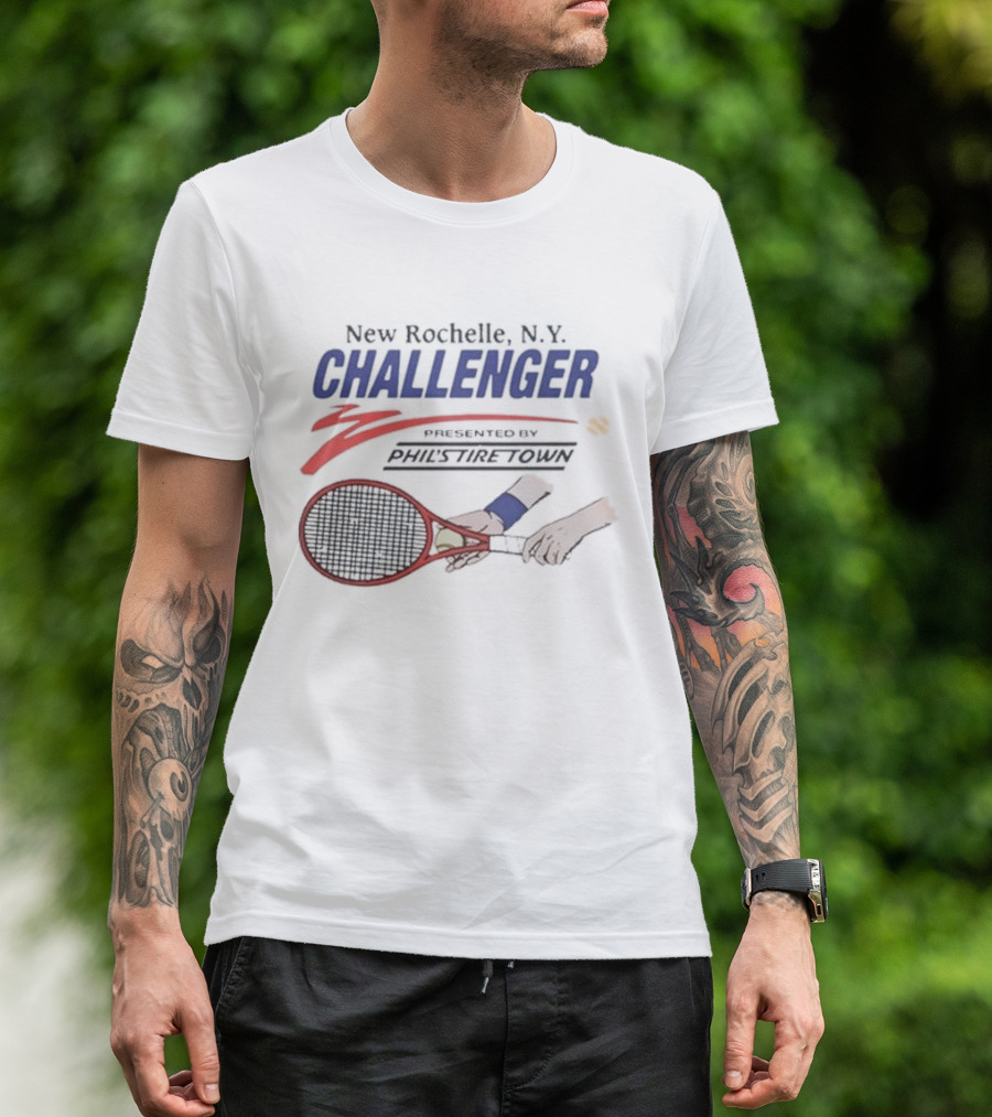 New Rochelle N.Y. Challenger Tennis Tournament Racket And Ball T-Shirt