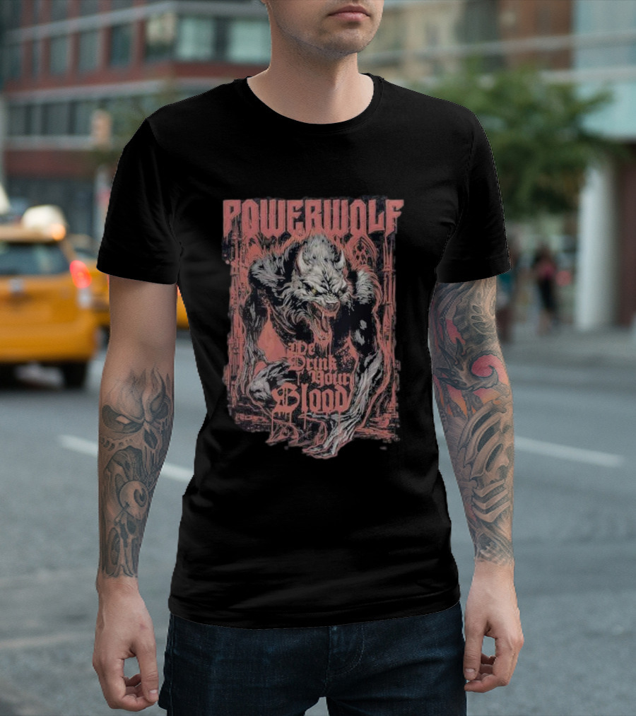 Powerwolf We Drink Your Blood Gothic Werewolf T-Shirt