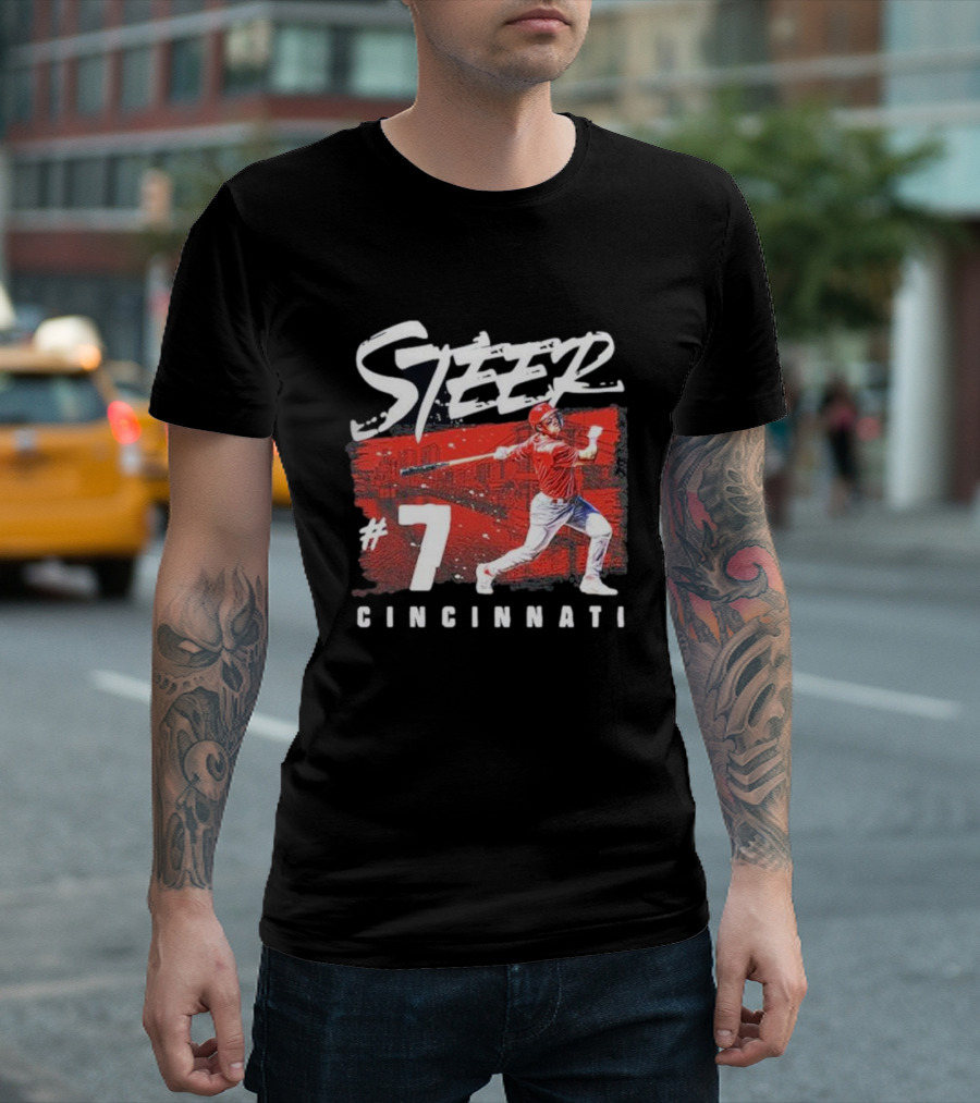 Steer Cincinnati #7 Relentless Spirit Grunge T-Shirt
