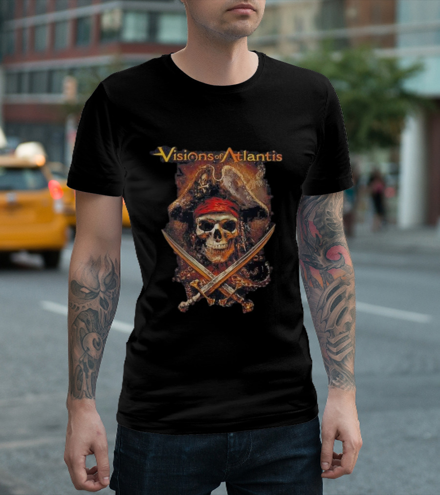 Visions Of Atlantis Skull Pirate with Crossed Swords and Hat T-Shirt