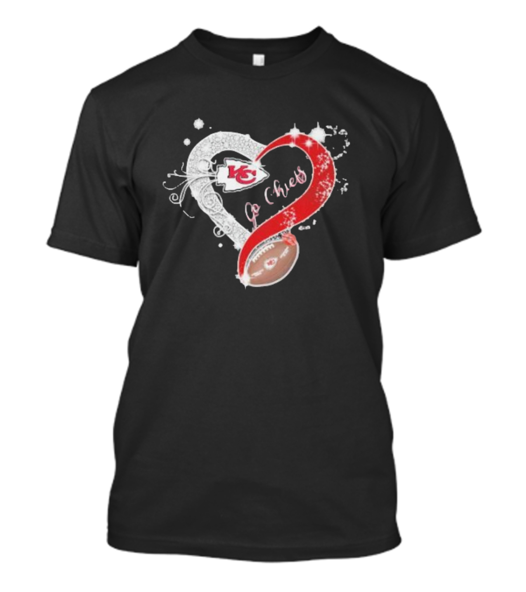 Kansas City Chiefs Heart And Football Go Chiefs T-Shirt