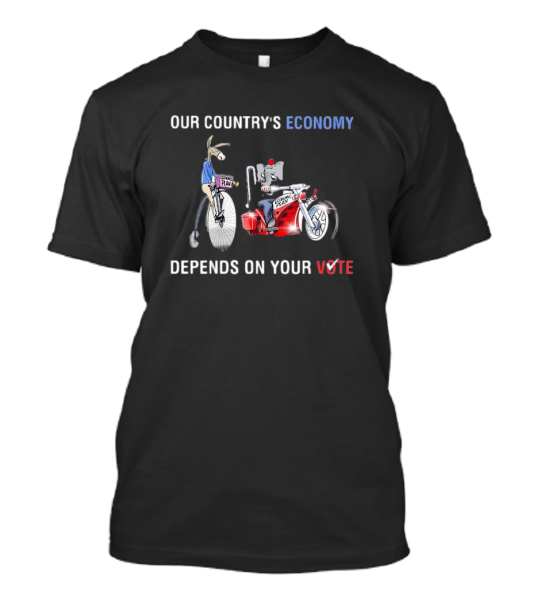 Our Country’s Economy Depends On Your Vote Donkey Elephant Tax Plan Symbols T-Shirt