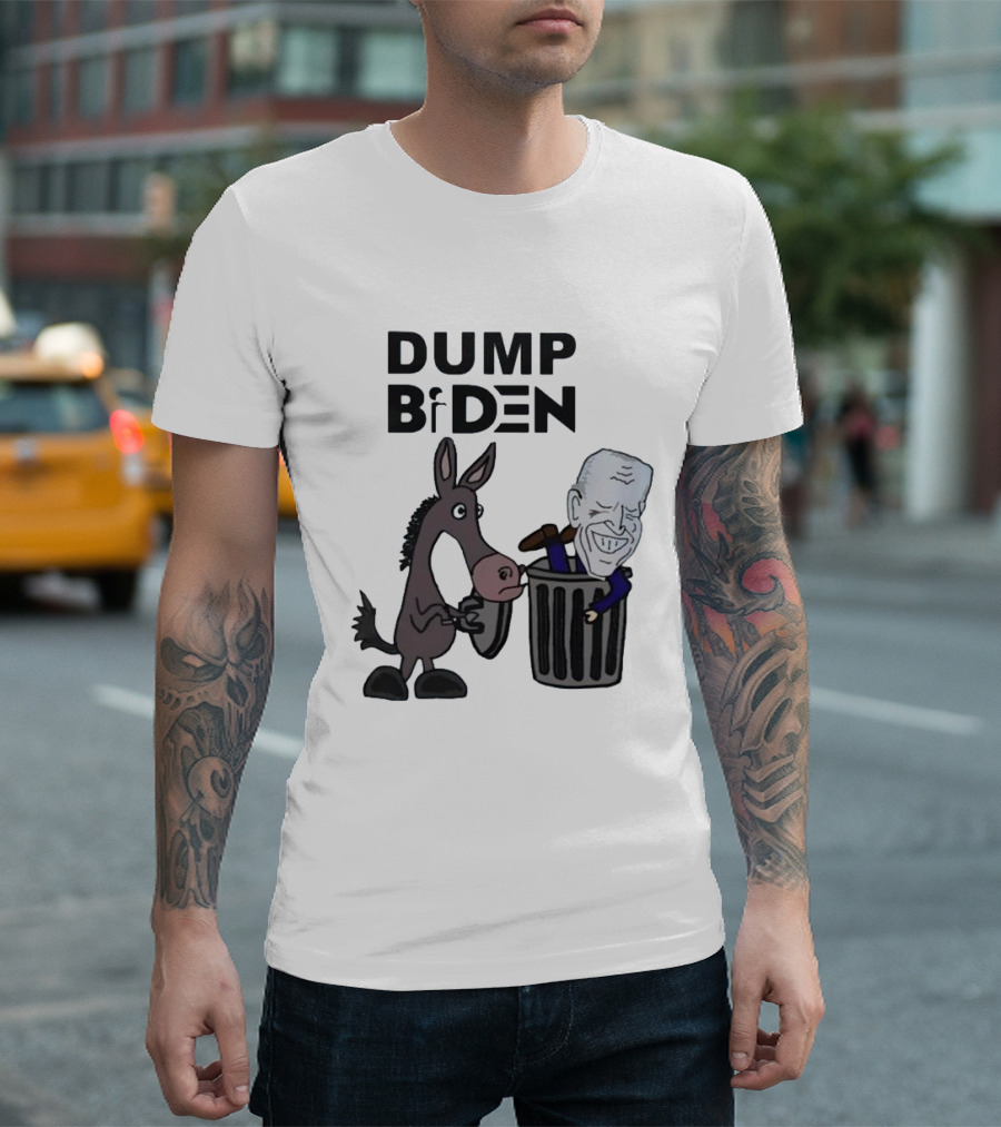 Dump Biden 2024 Donkey Pushing Biden into Trash Can T-Shirt