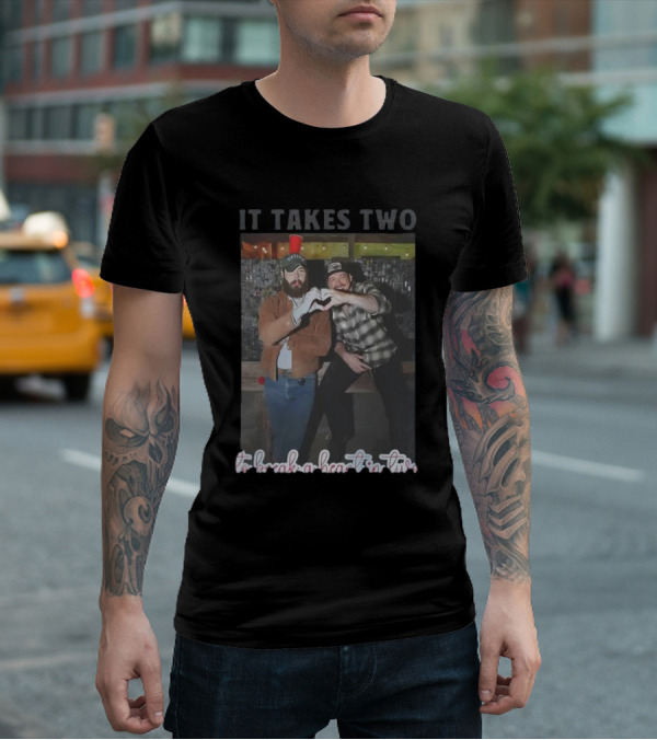 Post Malone Morgan Wallen It Takes Two To Break A Heart In Two Heart Gesture T-Shirt