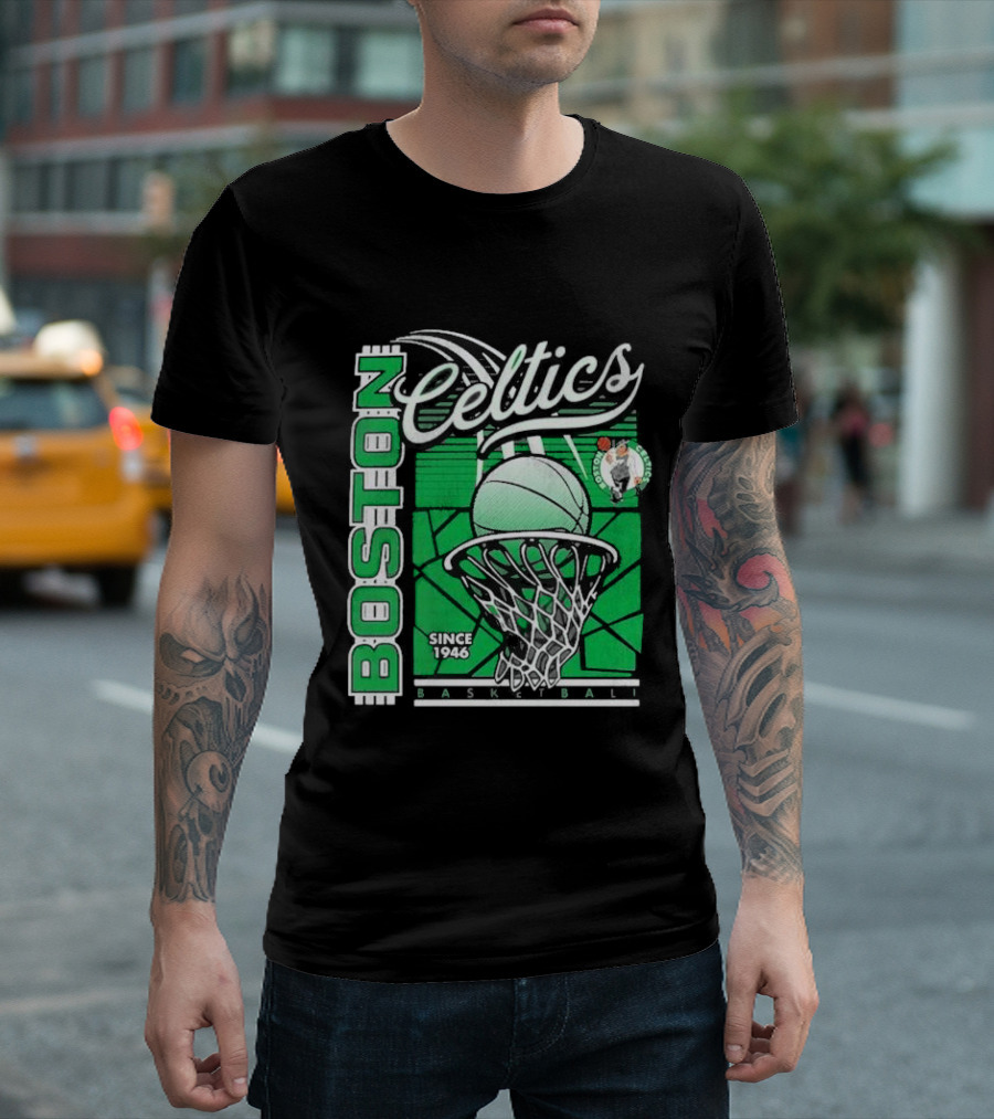 Boston Celtics Basketball Since 1946 Tri-Blend Sportiqe Comfy T-Shirt