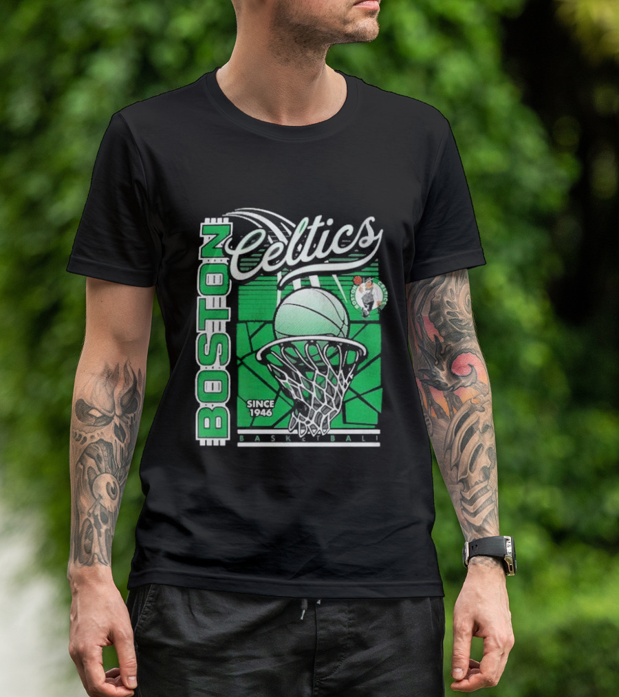 Boston Celtics Basketball Since 1946 Tri-Blend Sportiqe Comfy T-Shirt