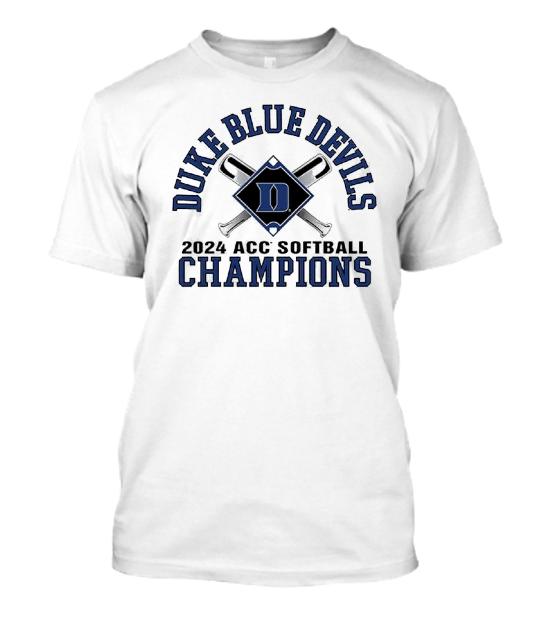 Duke Blue Devils 2024 ACC Softball Champions Logo Baseball Bats Emblem T-Shirt