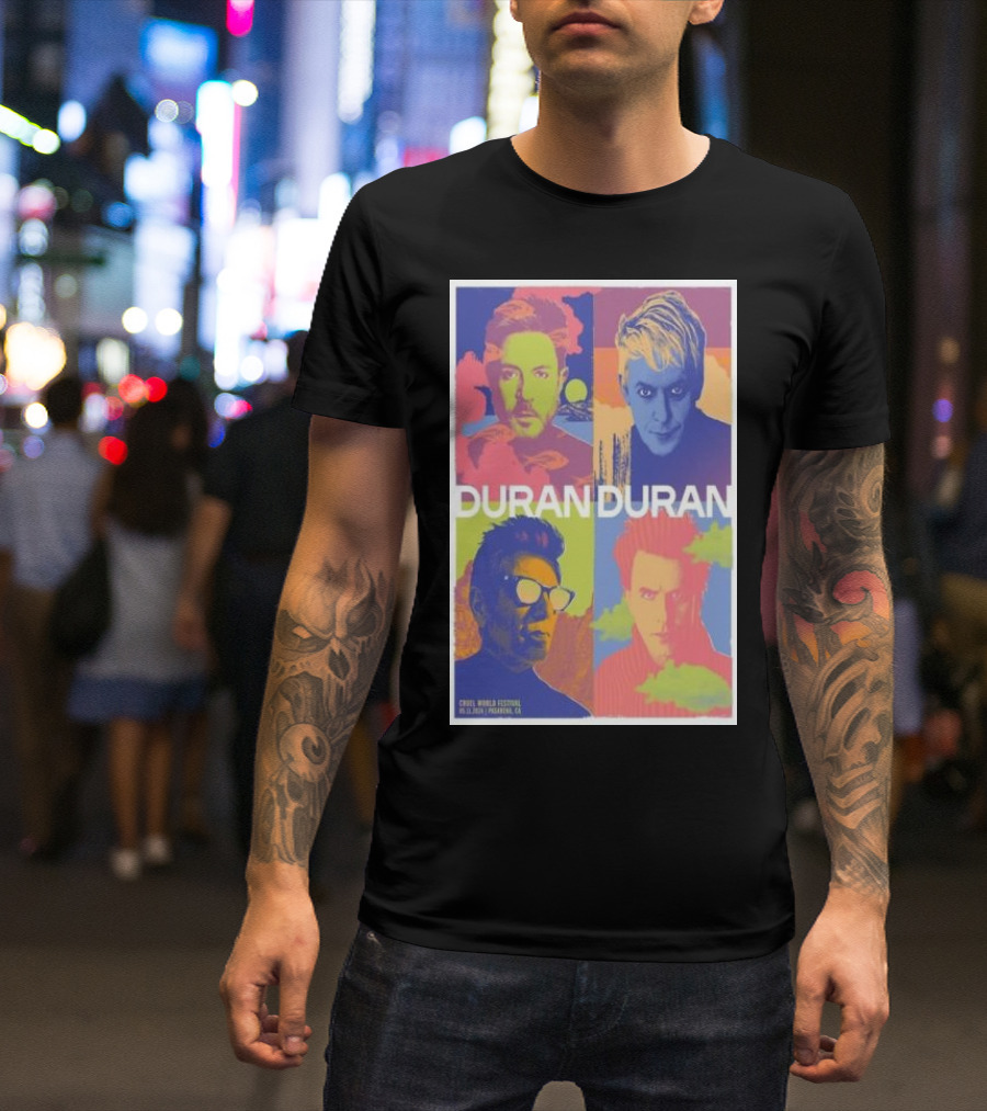 Duran Duran Cruel World Festival 2024 Pasadena CA Colorful Pop T-Shirt