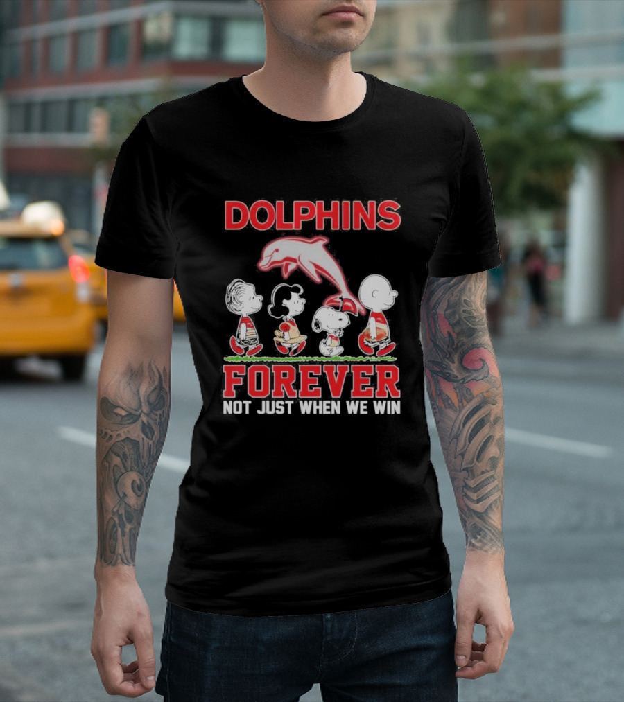 Dolphins Forever Not Just When We Win Charlie Brown Snoopy Peanuts NRL T-Shirt
