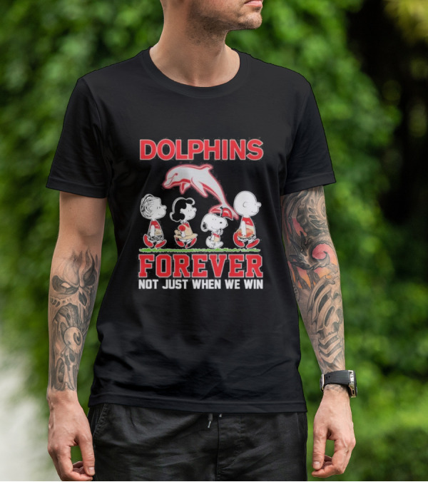 Dolphins Forever Not Just When We Win Charlie Brown Snoopy Peanuts NRL T-Shirt
