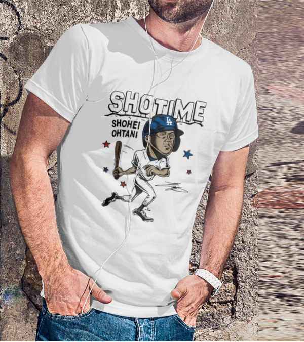 Shottime Shohei Ohtani LA Baseball Cartoon Stars T-Shirt