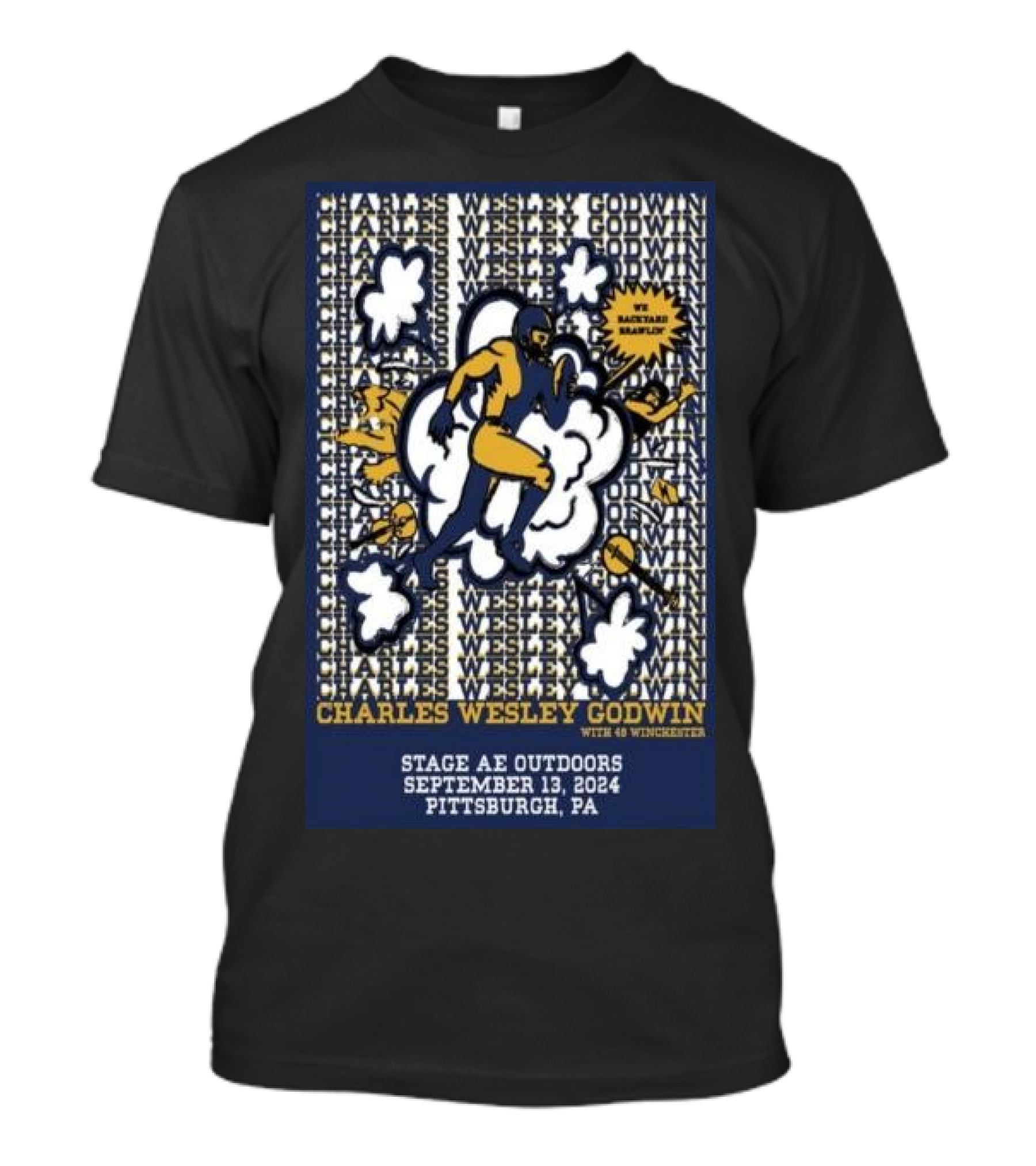 Charles Wesley Godwin Sep 13 2024 Stage AE Outdoors Pittsburgh PA With 49 Winchester Football T-Shirt