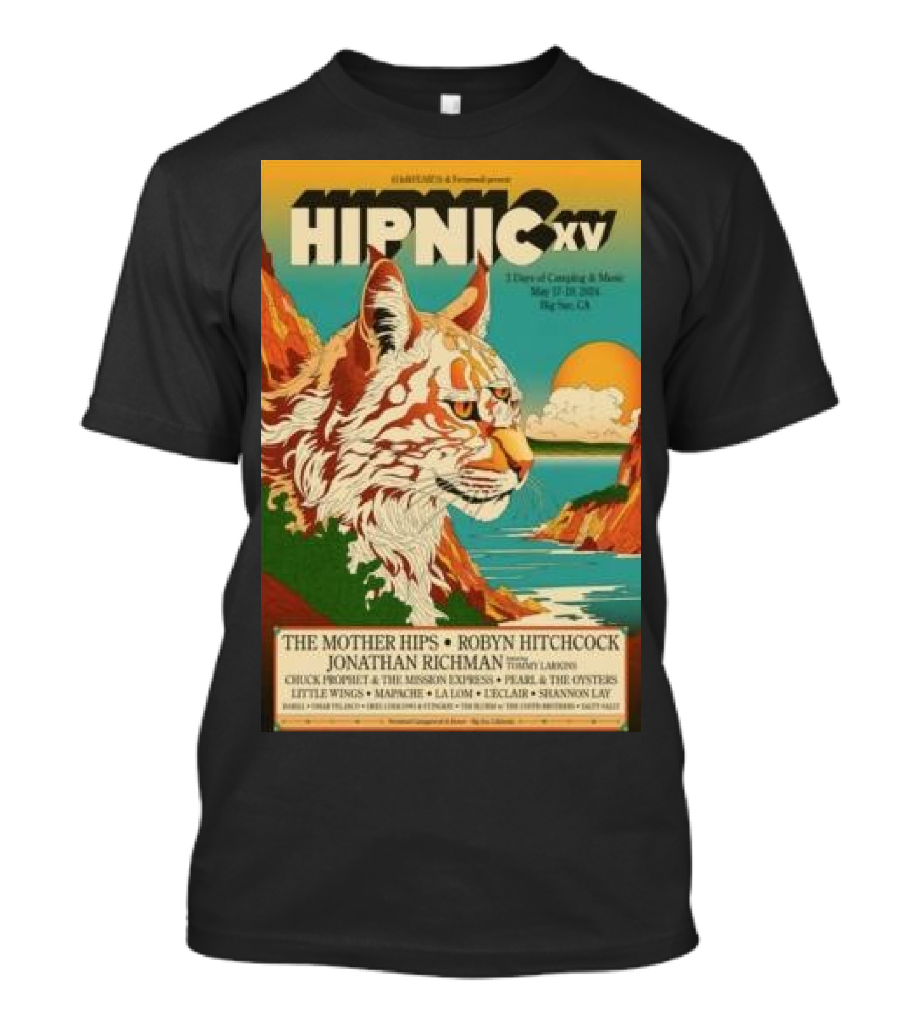 HIPNIC XV May 17-19 2024 Big Sur CA The Mother Hips Robyn Hitchcock Jonathan Richman T-Shirt