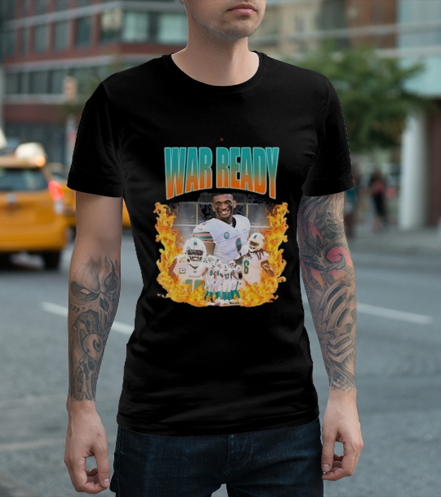 War Ready Jaylen Waddle Dolfan Players Flames T-Shirt