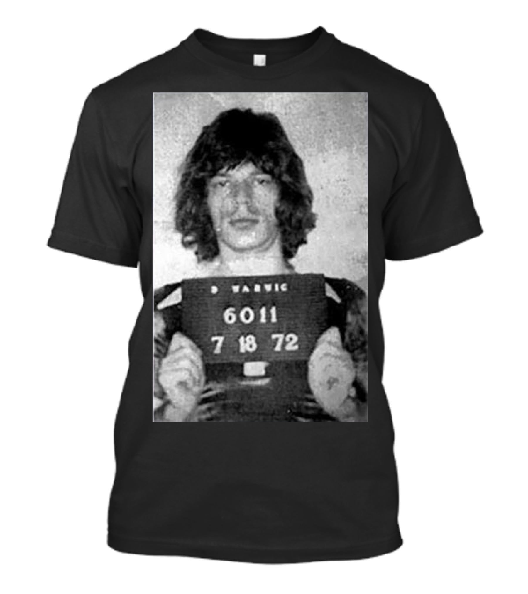 Mick Jagger 6011 7 18 72 D Warwick Mugshot T-Shirt