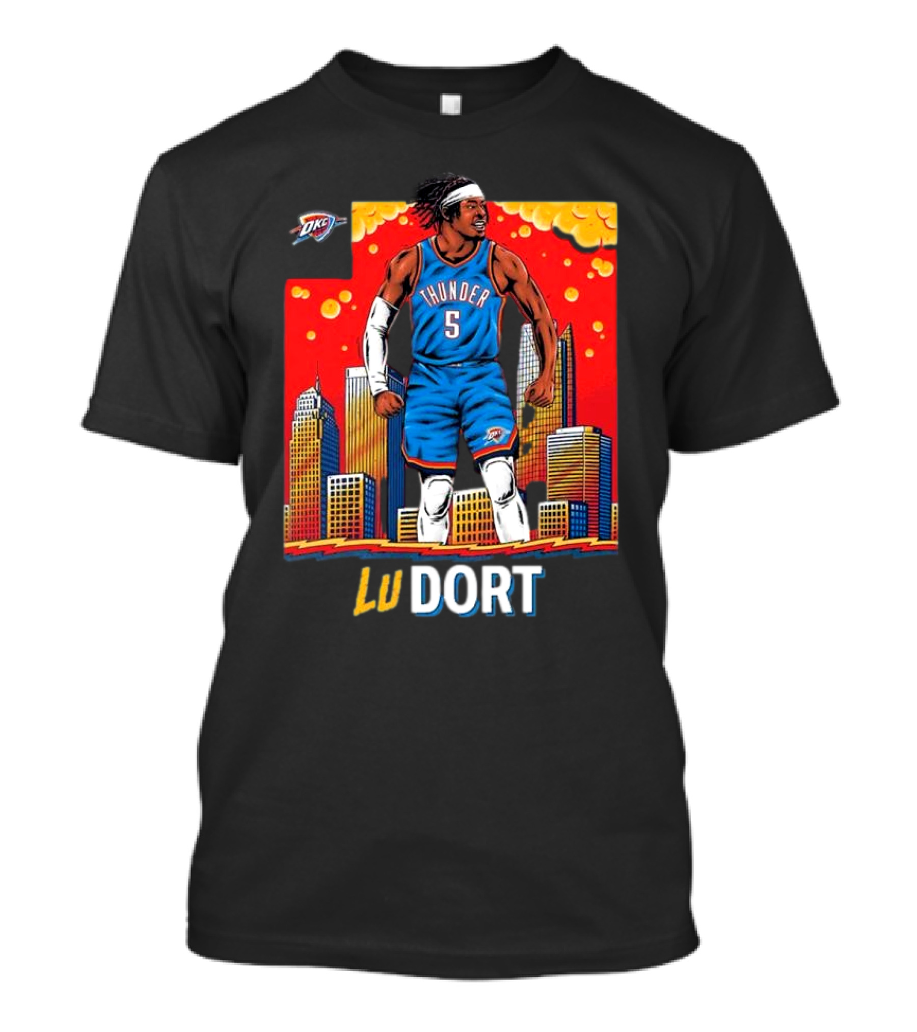 Oklahoma City Thunder Lu Dort OKC Skyline Basketball T-Shirt