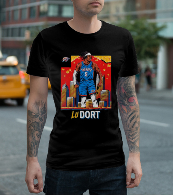 Oklahoma City Thunder Lu Dort OKC Skyline Basketball T-Shirt