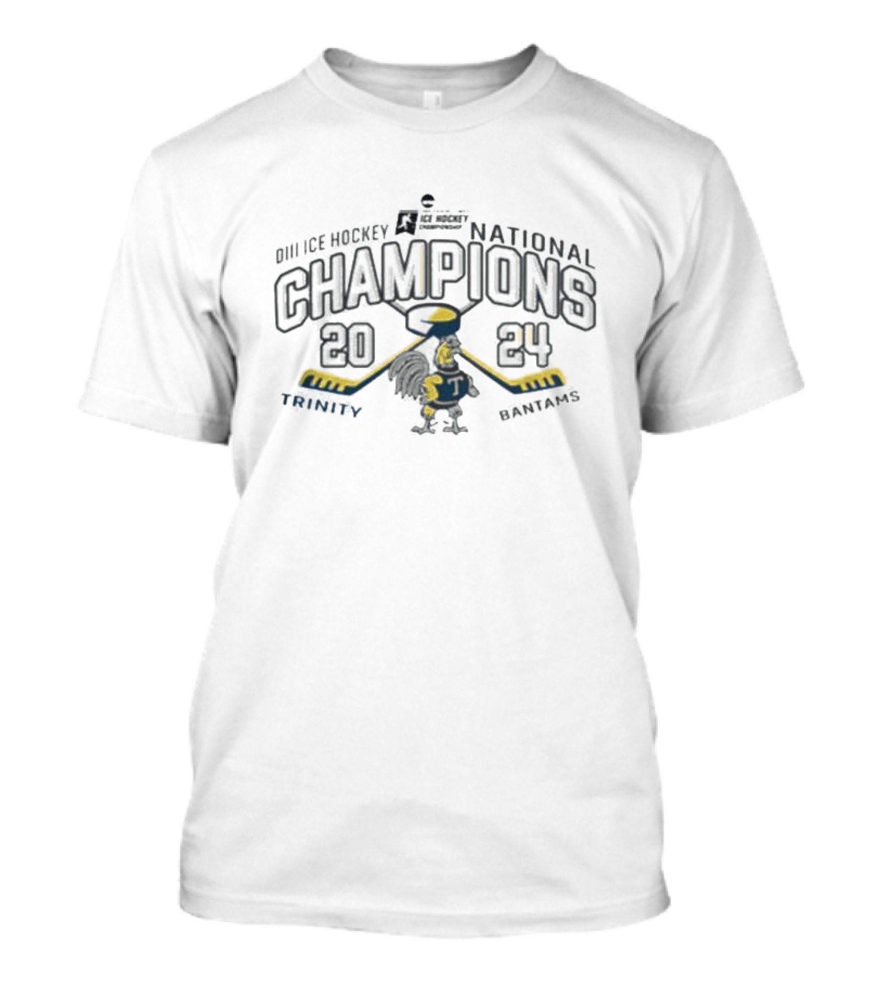 Trinity Bantams 2024 NCAA D3 Men's Ice Hockey National Champions T-Shirt